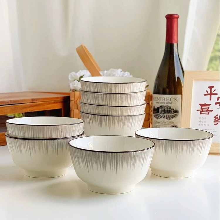 【工厂直发】渐变灰5英寸沙拉碗家用简约陶瓷吃饭碗米饭碗陆