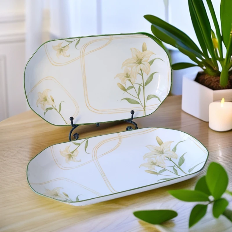 【工厂直发】百事合意30cm鱼盘两只陶瓷餐具釉下彩家用餐具叁创意