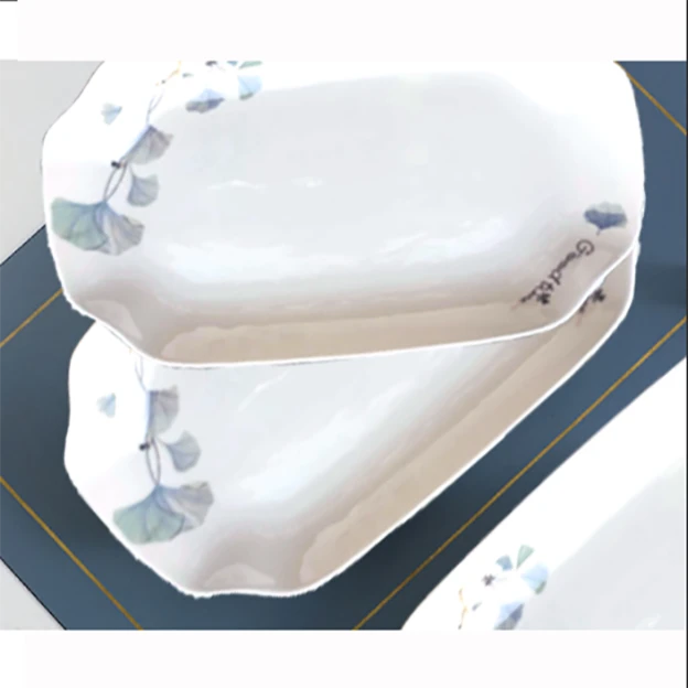 金刚钻【工厂直发】美好时光30cm白边大鱼盘1只2只家用陶瓷盘陆