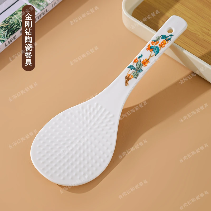 【老板来了】盛世金桂饭铲釉中彩家用饭铲可爱创意陶瓷
