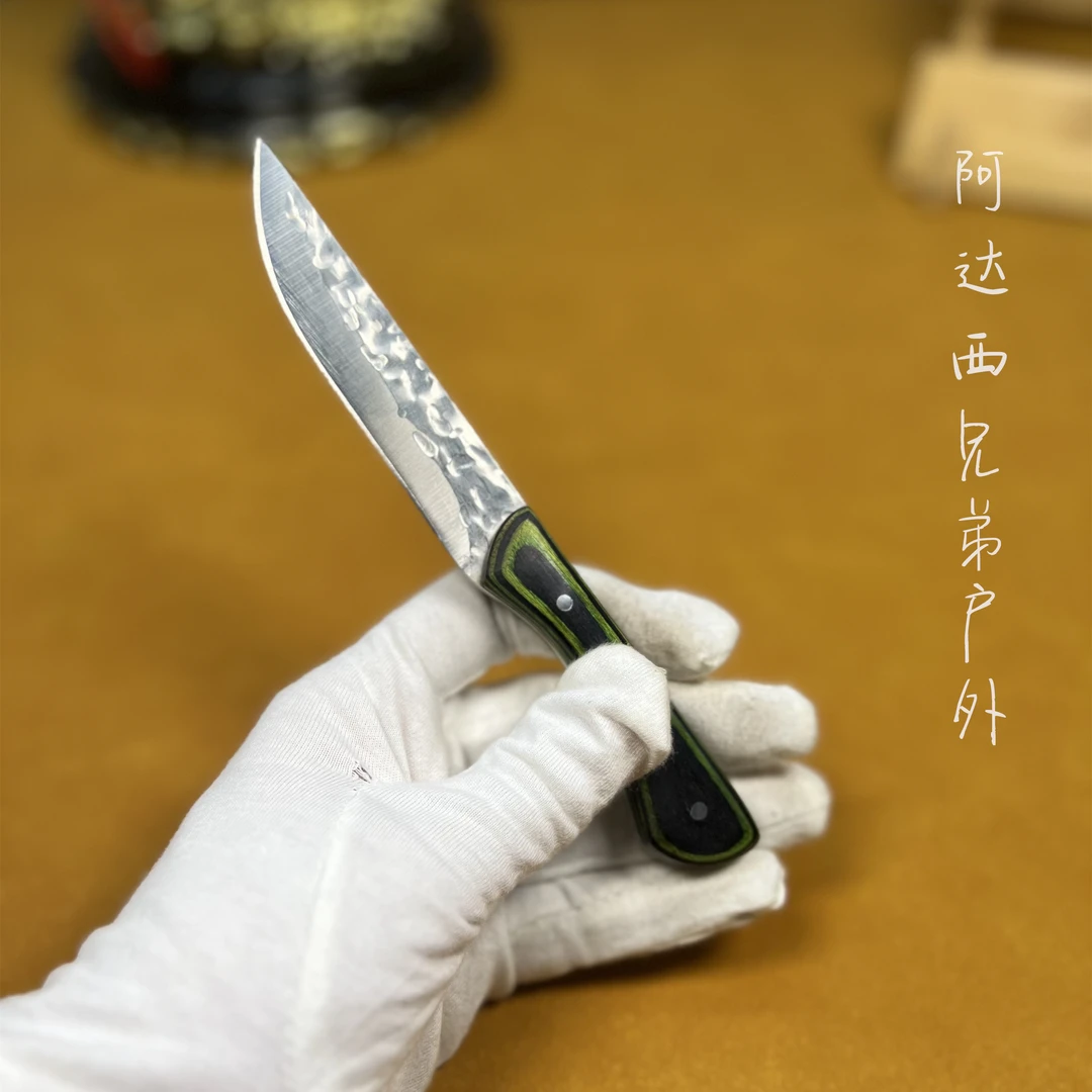 新疆包邮【绿牛】蒙古锻打纹路手把肉吃肉小刀家用高硬度水果刀赠品