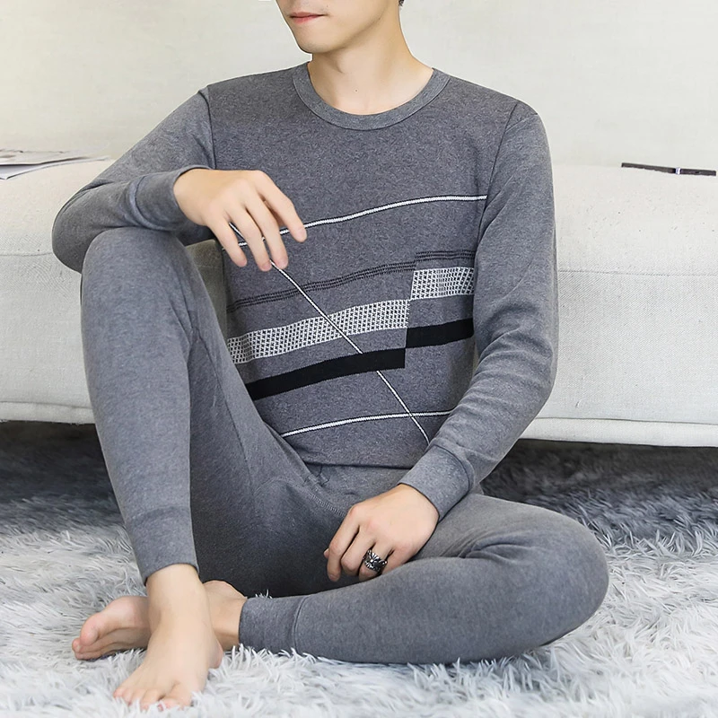 秋冬高档纯棉秋衣秋裤全棉薄款男士保暖内衣套装百搭中青年打底衫
