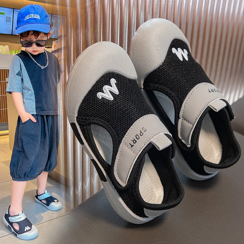 男童凉鞋2024新款夏季儿童软底运动沙滩鞋男孩网面中大童框子网鞋