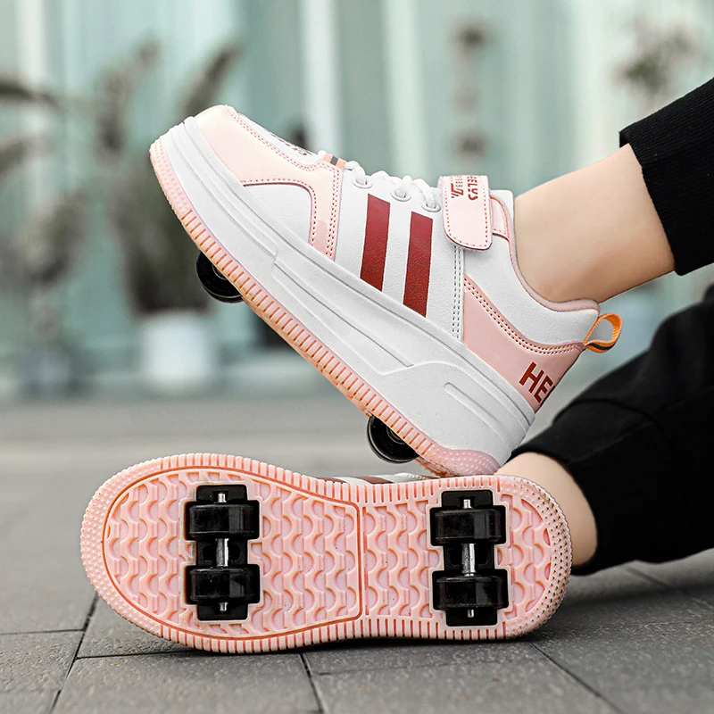 暴走鞋女童秋季2025新款儿童网红隐形滑轮鞋6-12岁女孩运动溜冰鞋