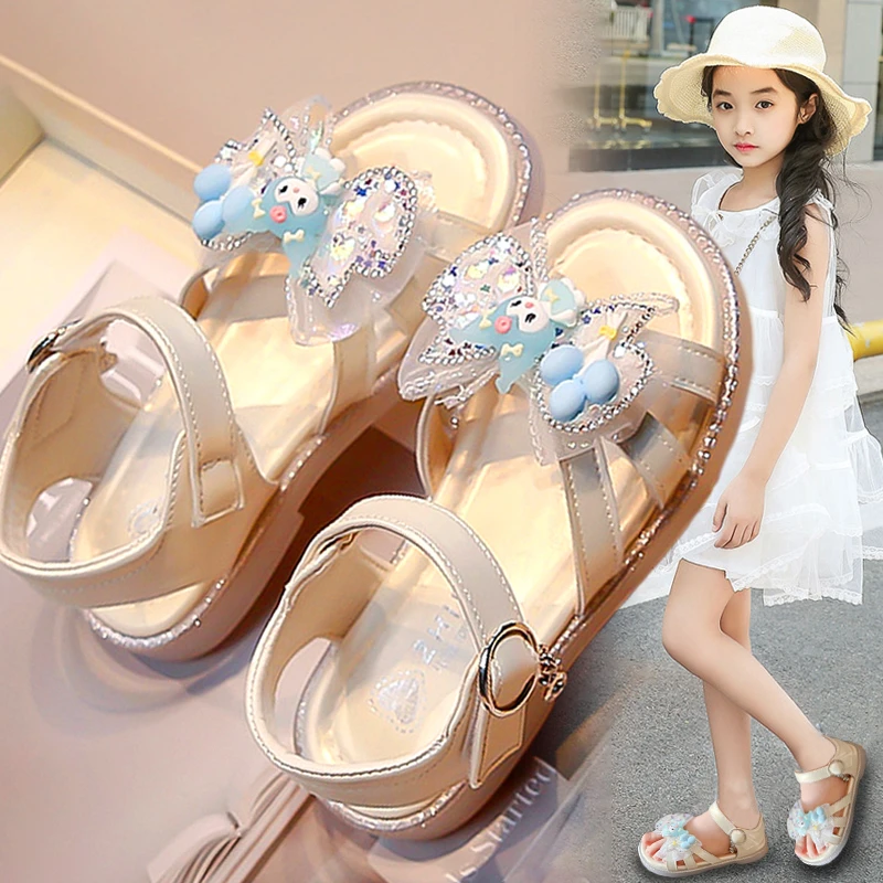 库洛米女童公主凉鞋2024新款夏季洋气儿童软底沙滩鞋女孩凉拖防滑