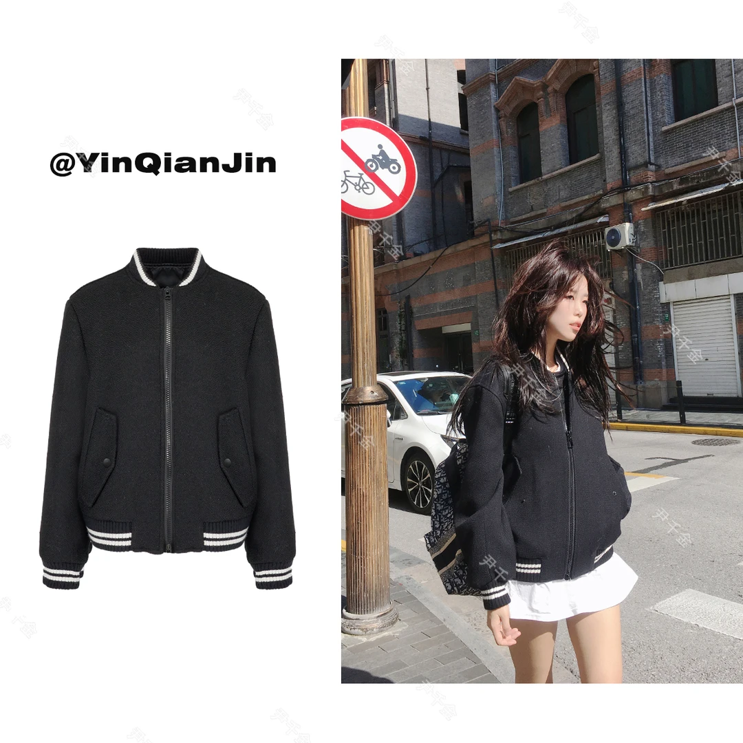 尹千金【富二代私服】定制手工坊系列！具有质感百搭棒球服W210547