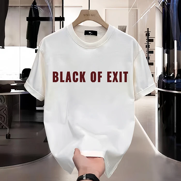 【高品质男装】纯棉短袖酒红色重磅T恤宽松圆领上衣潮男款男士