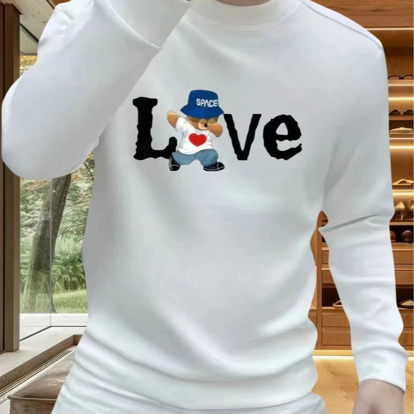 美式重磅百搭长袖卫衣男士休闲个性痞帅时尚圆领上衣大码潮流印花