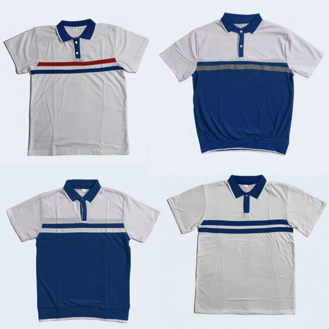 初中高中夏季校服初中反光不反光短袖高中条纹短袖蓝色宽松速干