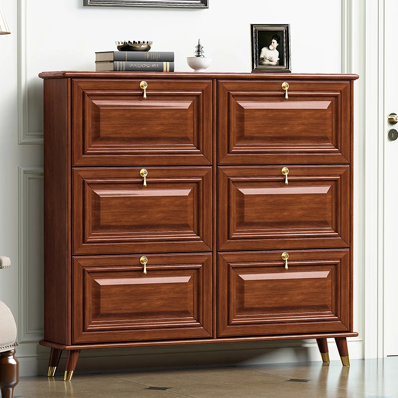 fanluowei/凡洛薇美式实木超薄鞋柜家用门口玄关柜新中式门后储鞋