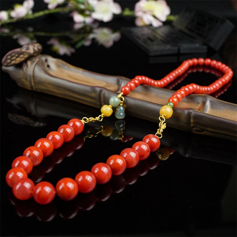 原创设计天然川料瓦西南红DIY多圈妈妈链塔链/243000755