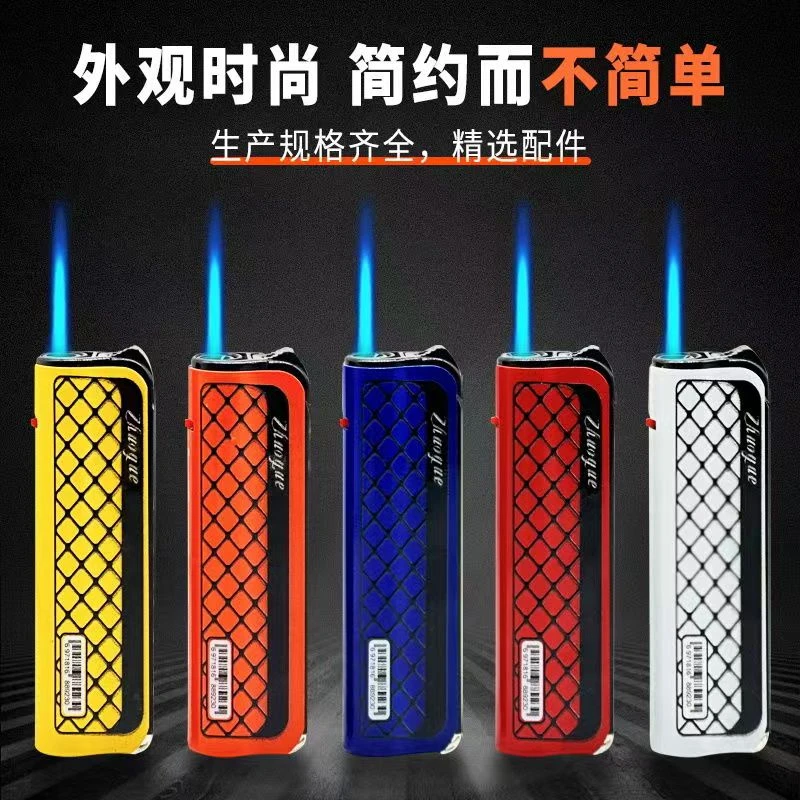 高级科技金属防风直冲蓝焰打火机耐用个性潮流图案超市便利店批发