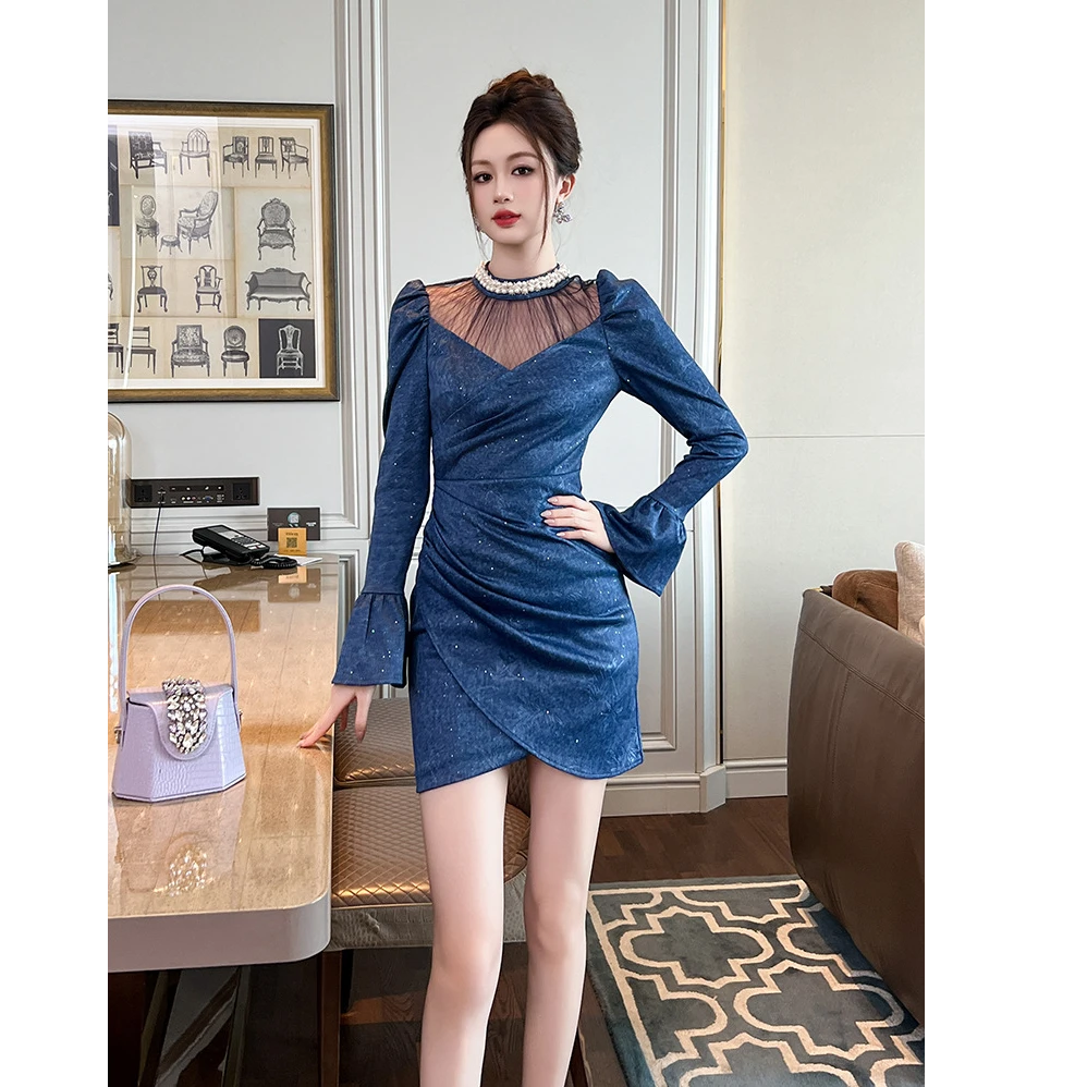 【设计师定制】轻奢气质重工收腰时尚连衣裙91349