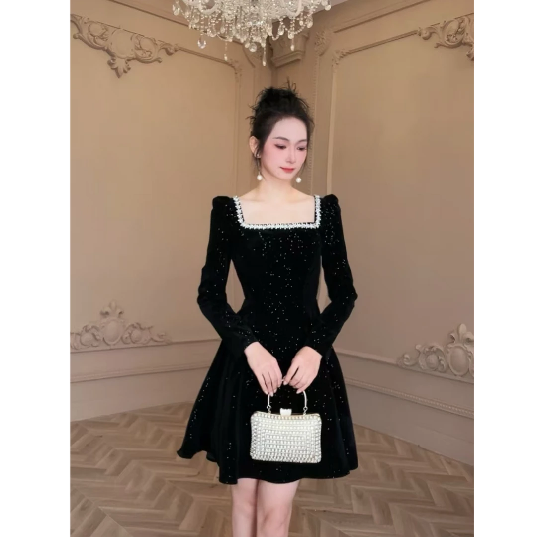 【童童定制】新款简约气质少女时尚高级感收腰显瘦连衣裙9970