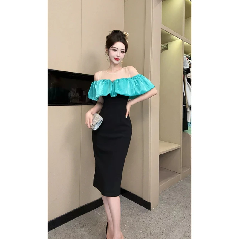 夏季新品气质轻奢时尚法式小众名媛宴会小个子女装21140