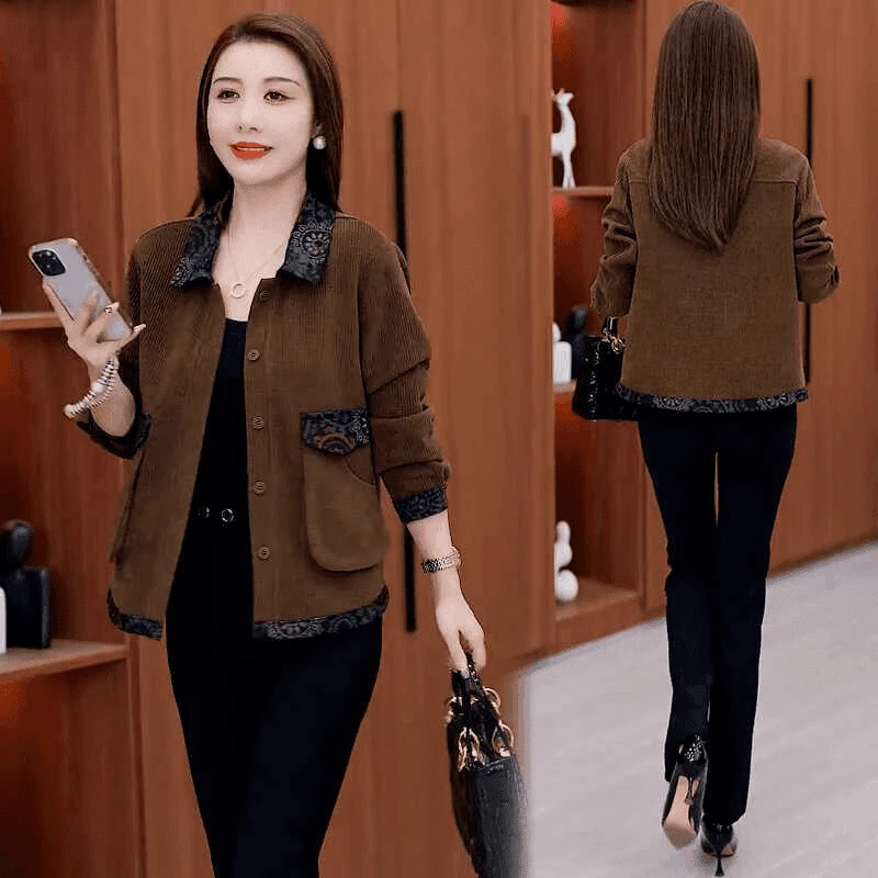 2024秋季新款短款外套时尚休闲百搭宽松中老年妈妈装洋气女装