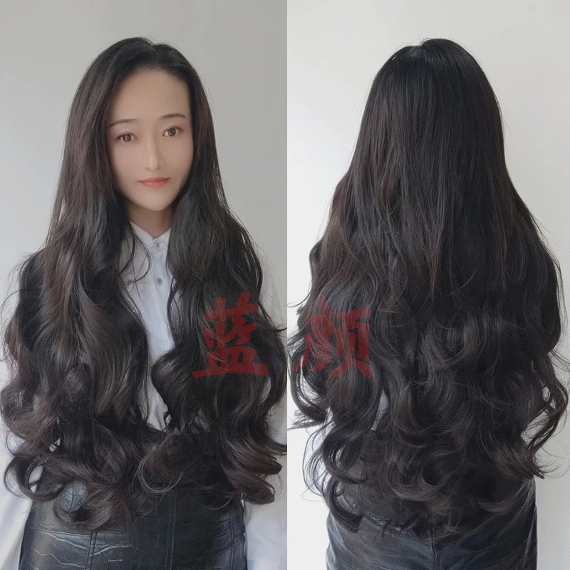 一片式V型假发仿真发假发片蓬松波浪卷不伤发水波纹大卷女士隐形