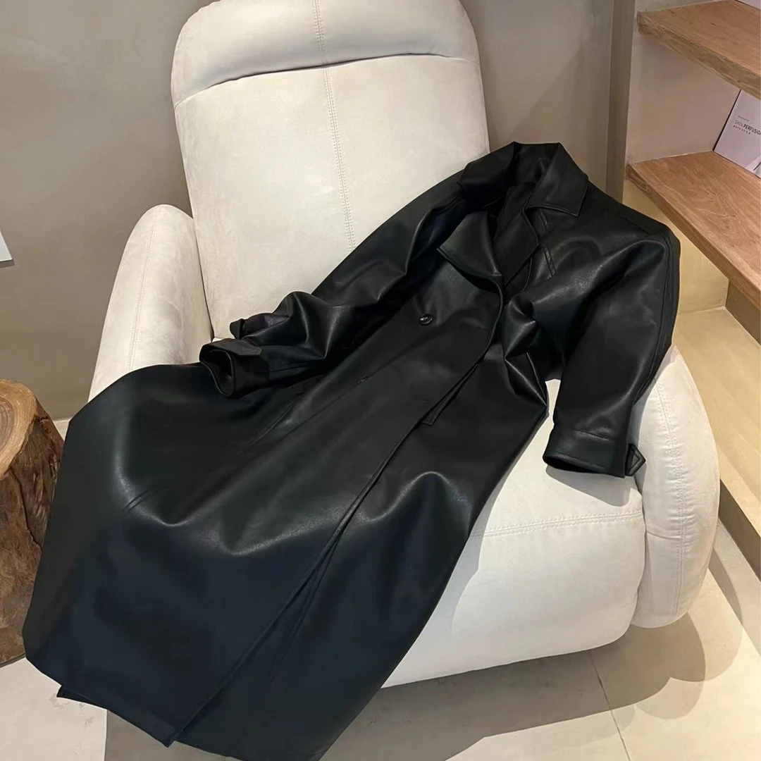 ZUOXIAOQI欧美风酷飒皮风衣（有腰带衣长120胸围134）