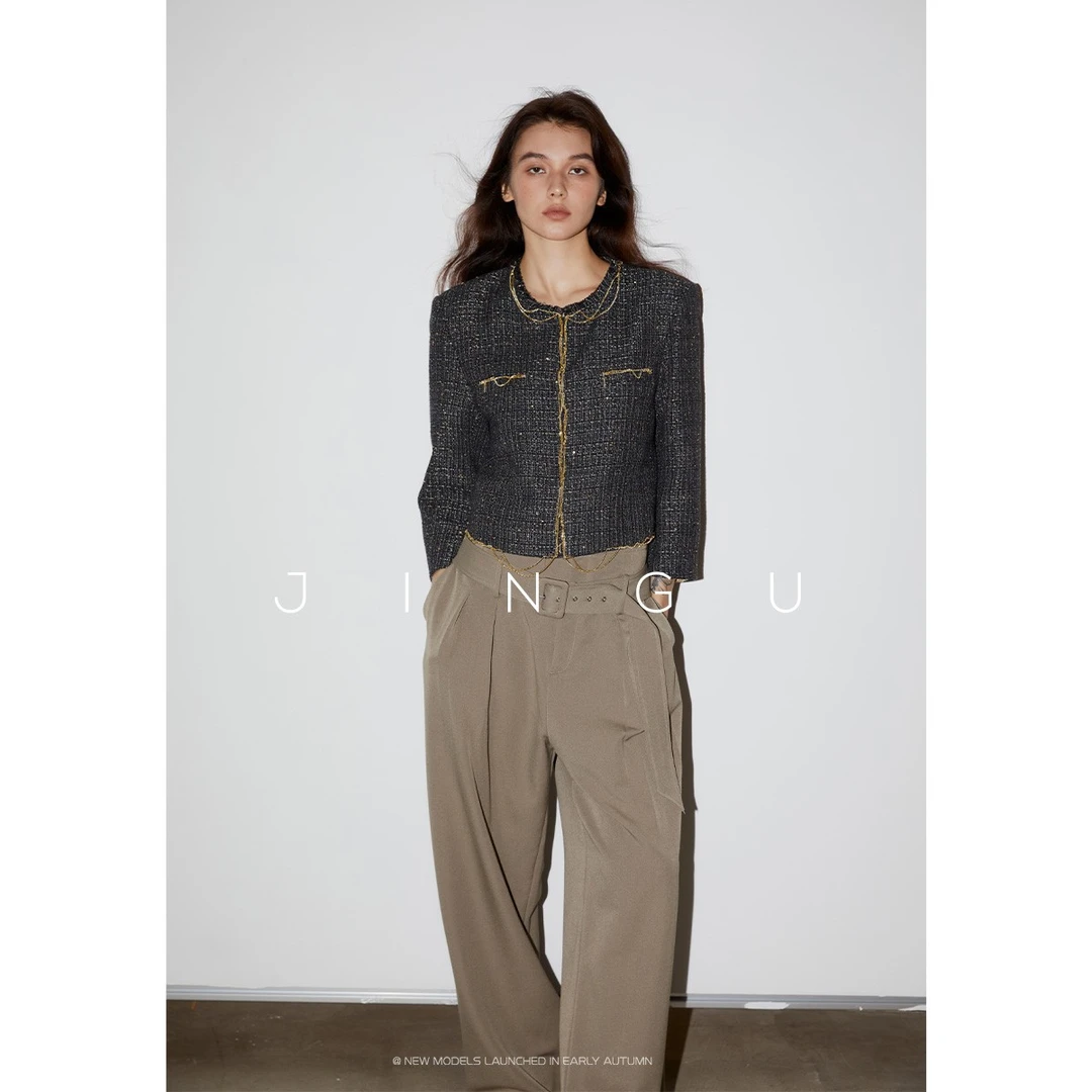 晶咕黑标纯手工链条小香风外套秋季休闲气质百搭上衣JG11230232