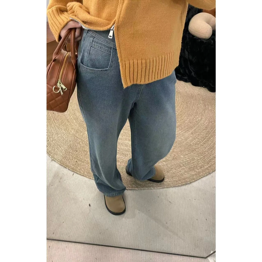 晶咕佳佳【人纹星空】宽松垂感高腰阔腿裤显瘦休闲时尚百搭外穿常规