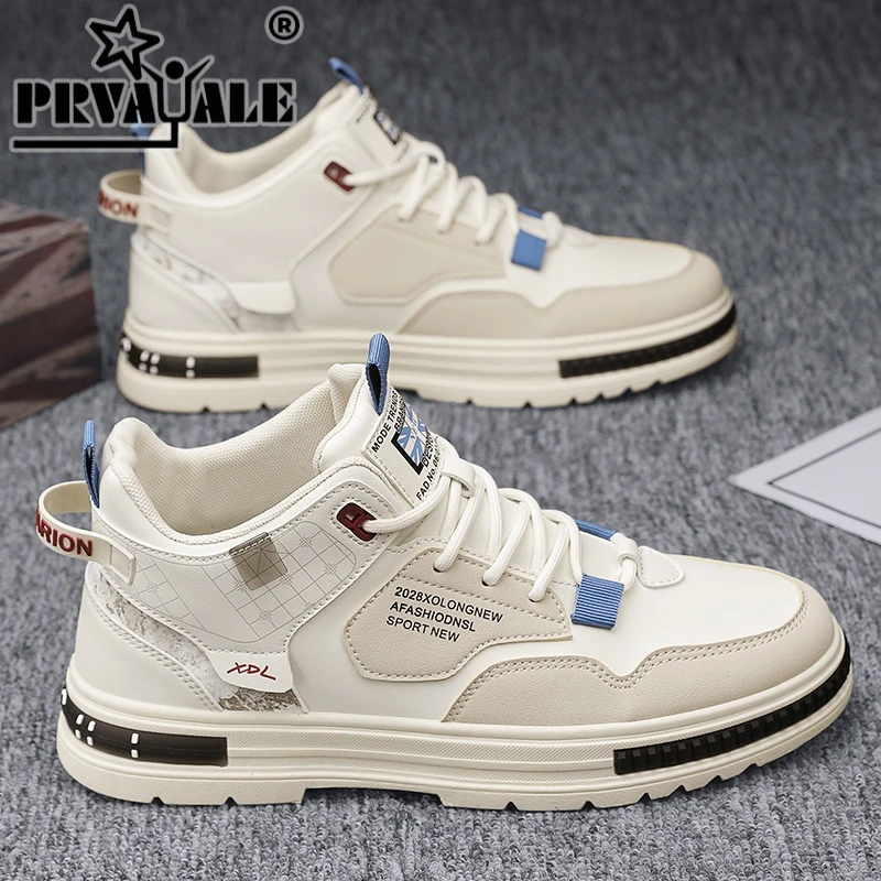 男鞋夏季百搭高帮休闲运动板鞋男士2025新款英伦风皮面工装马丁靴