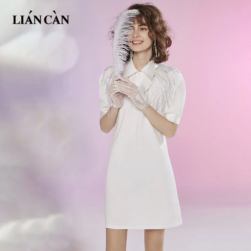 莲灿2024春夏新波西米亚风设计师镂空蕾丝短袖连衣裙71AN225008