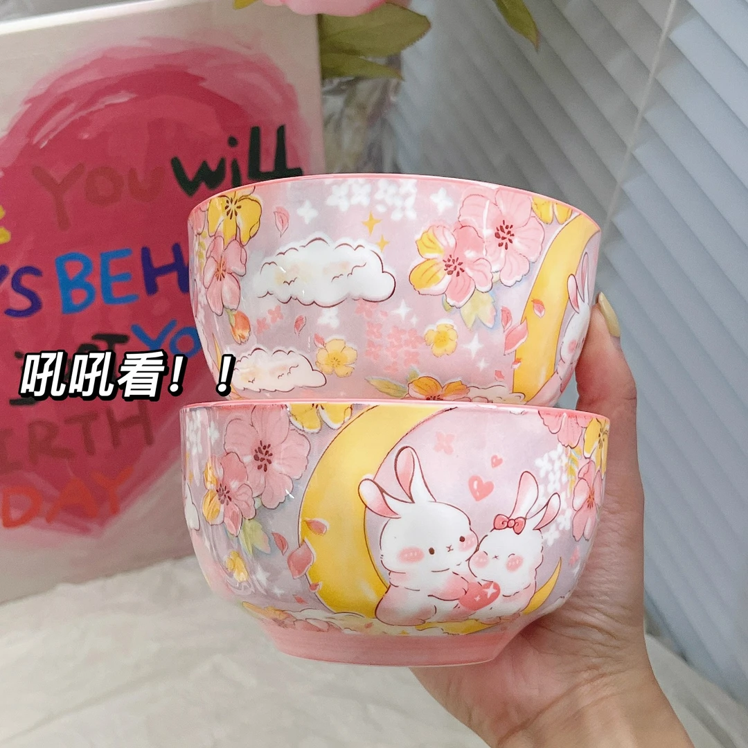 【2件套】garden rabbit 兔兔4.8英寸碗送个兔兔勺家用大容量饭碗