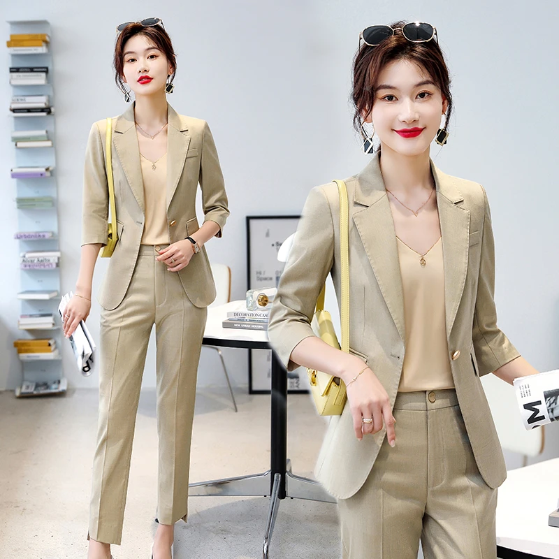西装套装女短款春夏新款洋气职业装气质小个子西服面试正装工作服