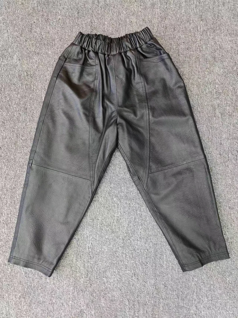 百搭宽松韩版春秋真皮皮裤进口头层小羊皮黑色潮流纯色秋季休闲时