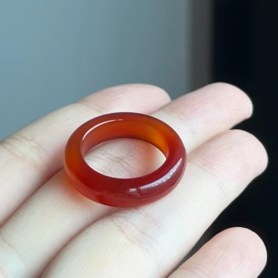【福玺珠宝】天然红玛瑙戒指戒圈（链接自选圈口）天然纹路红玛瑙