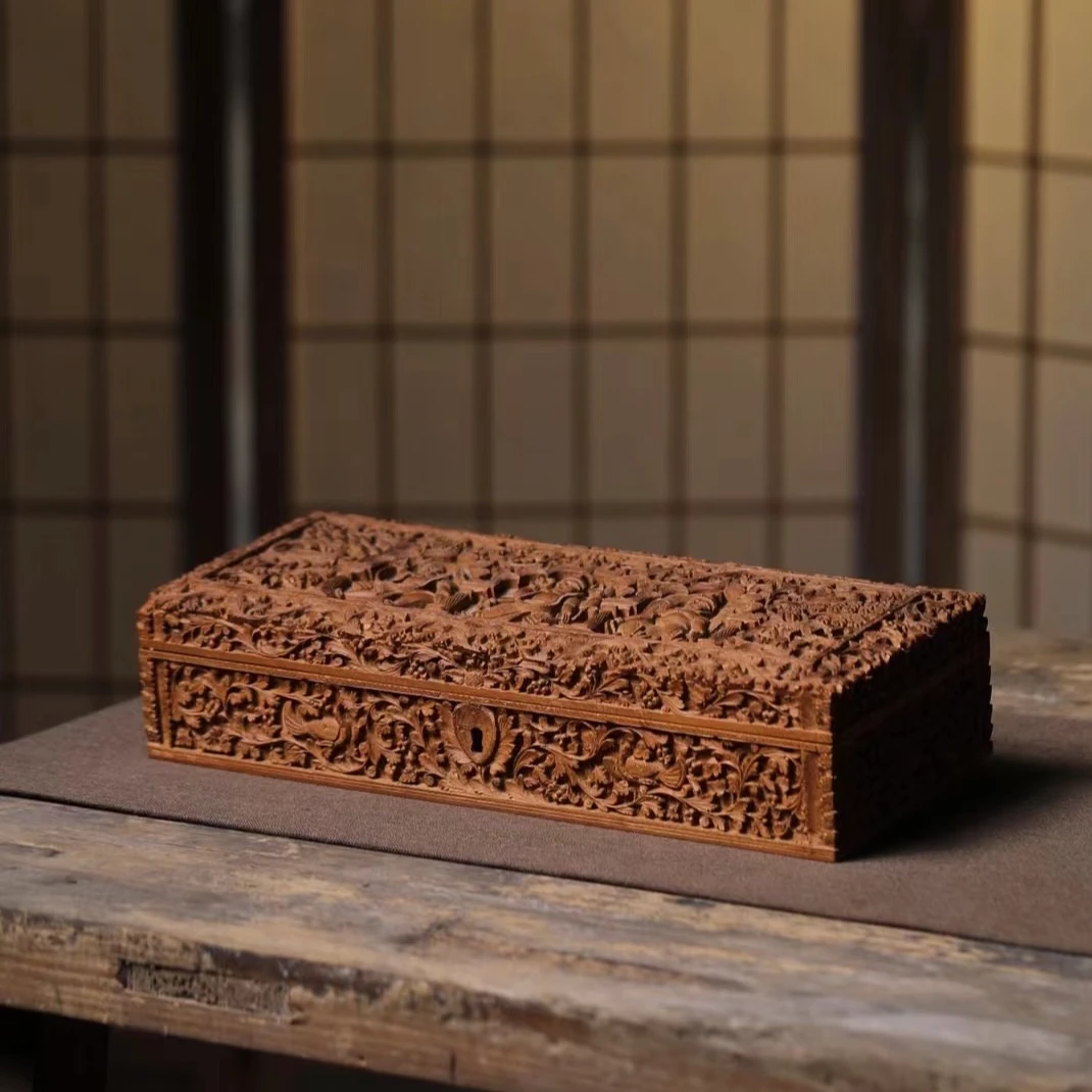 回流印度老山檀香首饰盒迈索尔檀香收纳盒木质盒子