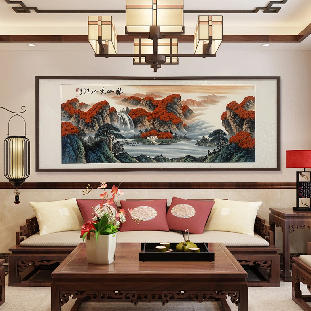 双11 孙献良国画作品 福山秀水图 纯手绘 红