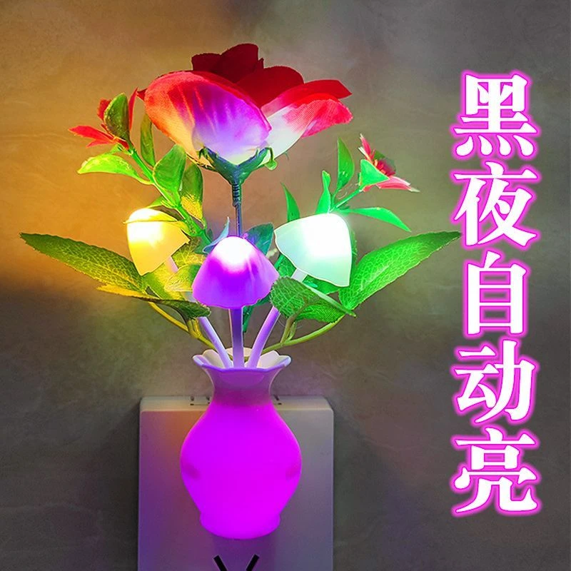 黑夜自动小夜灯光控感应led节能夜灯柔光智能彩色变色睡眠夜用灯