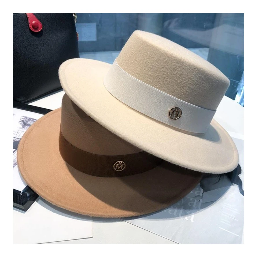 秋冬法式复古毛呢礼帽女士2023网红款韩版英伦时尚百搭平顶帽子女