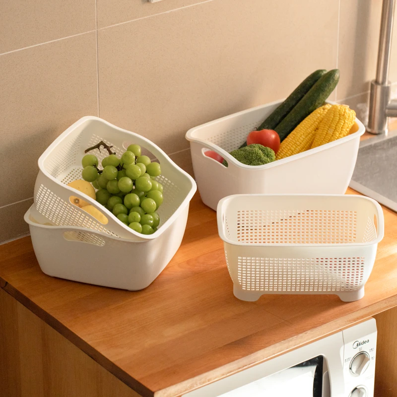 洗菜盆沥水篮厨房双层洗菜篮子洗水果神器淘菜盆滤水篮水果盘家用
