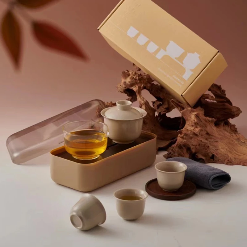 户外旅行茶具快客杯盖碗小茶具旅行装便携茶具泡茶工具套装