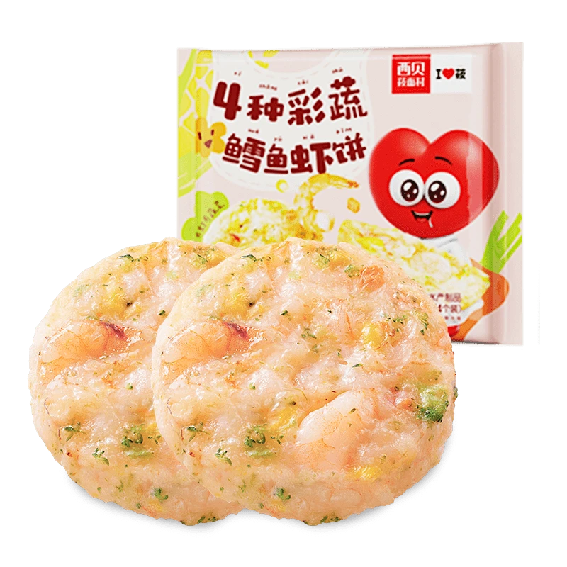 【爸爸的冰箱专属】4种彩蔬鳕鱼虾饼180g*2