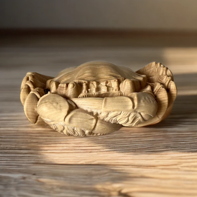 小叶黄杨木雕非遗工艺品八方来财创意文玩摆件家居手把件螃蟹摆件