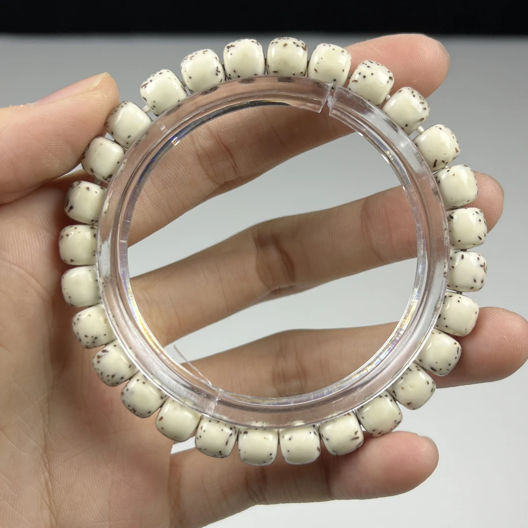 星月菩提河豚8*7石玉料半壁留白大留白单圈手串原生态海南料