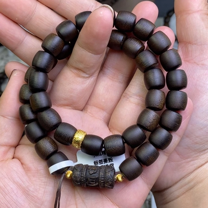 沉香手串不*越南芽庄白棋楠玉化沉水