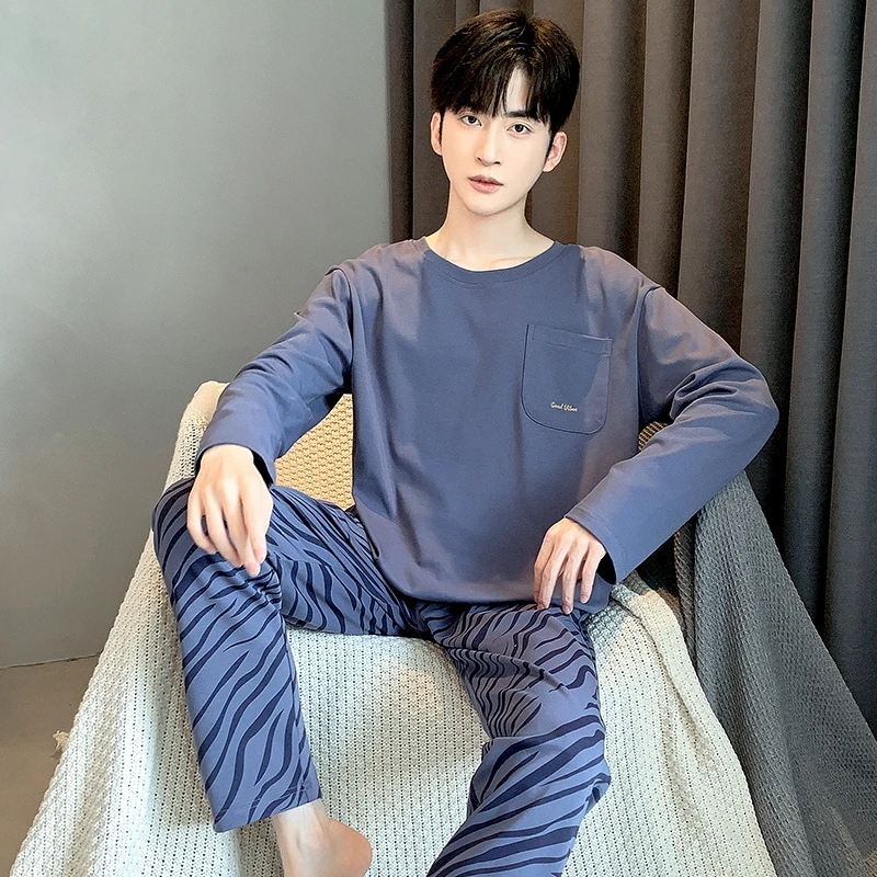 【品牌高货】睡衣男士纯棉长袖长裤新疆爽棉可外穿家居服两件套装