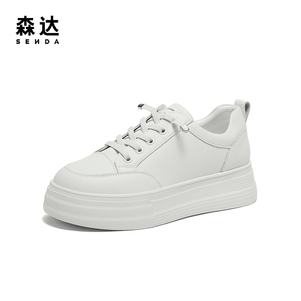 Senda/森达小白鞋女款2024秋季新款商场同款厚底休闲板鞋SWU01AM4