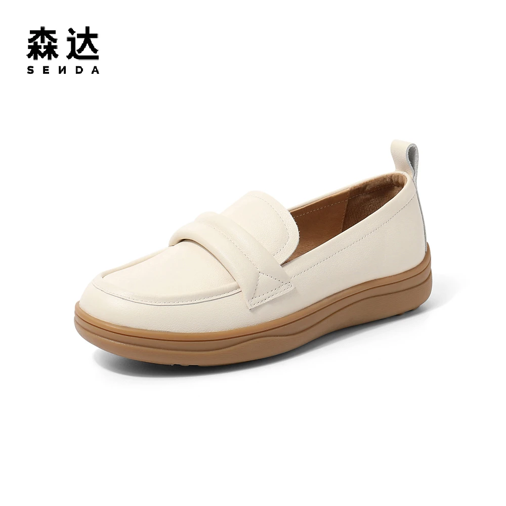 Senda/森达简约乐福鞋女秋季新款舒适软底一脚蹬平底单鞋ZTC35CA3