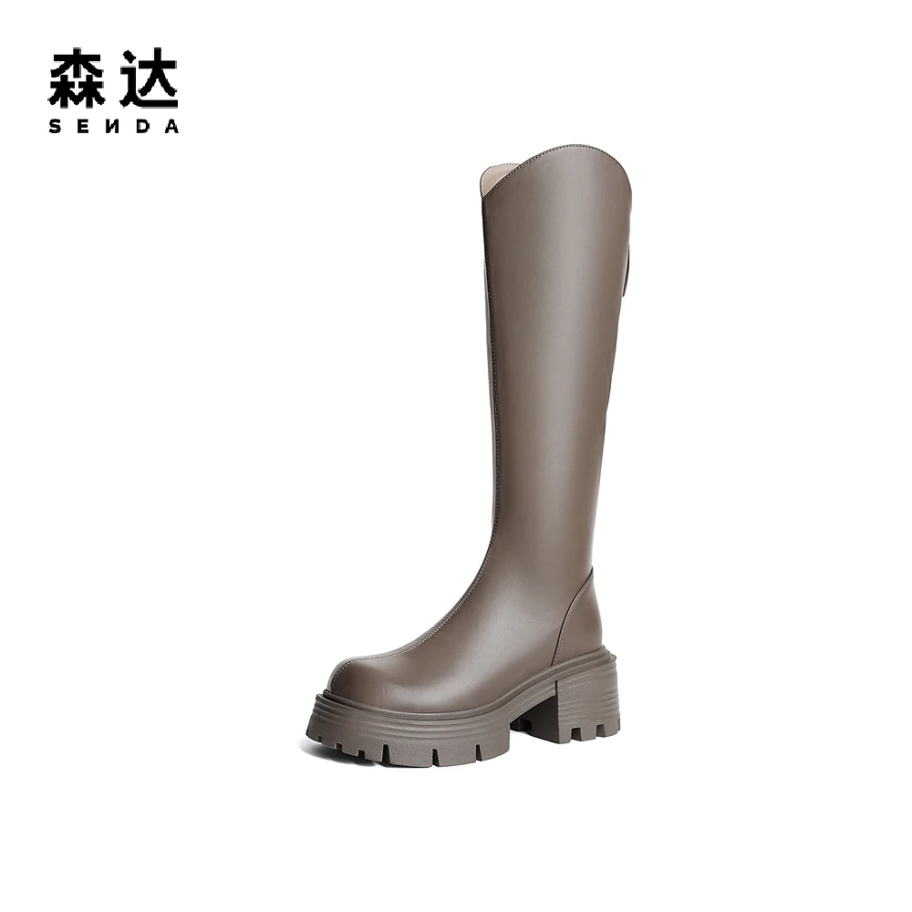 Senda/森达弹力骑士靴女商场同款显瘦增高经典长筒靴SWJ02DG3