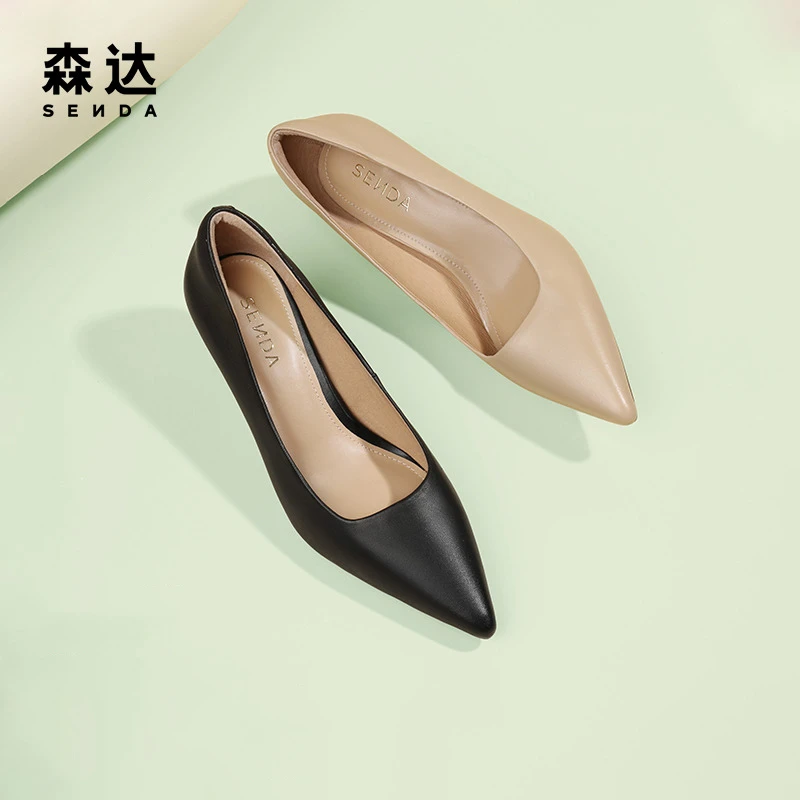 Senda/森达高跟鞋女款2024秋季新款正装细跟百搭浅口单鞋ZTC03CQ3