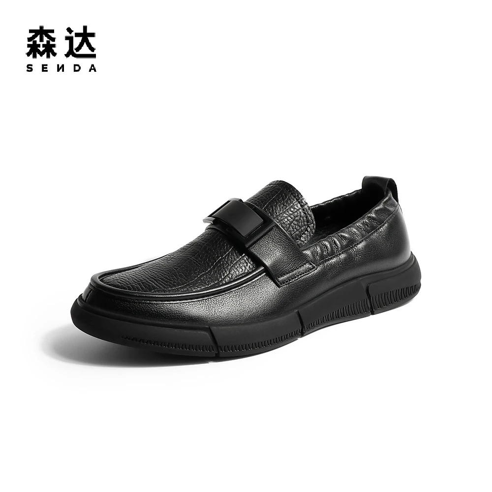 森达时尚休闲皮鞋男2023春季新款商场同款气质潮流单鞋1GE01AM3