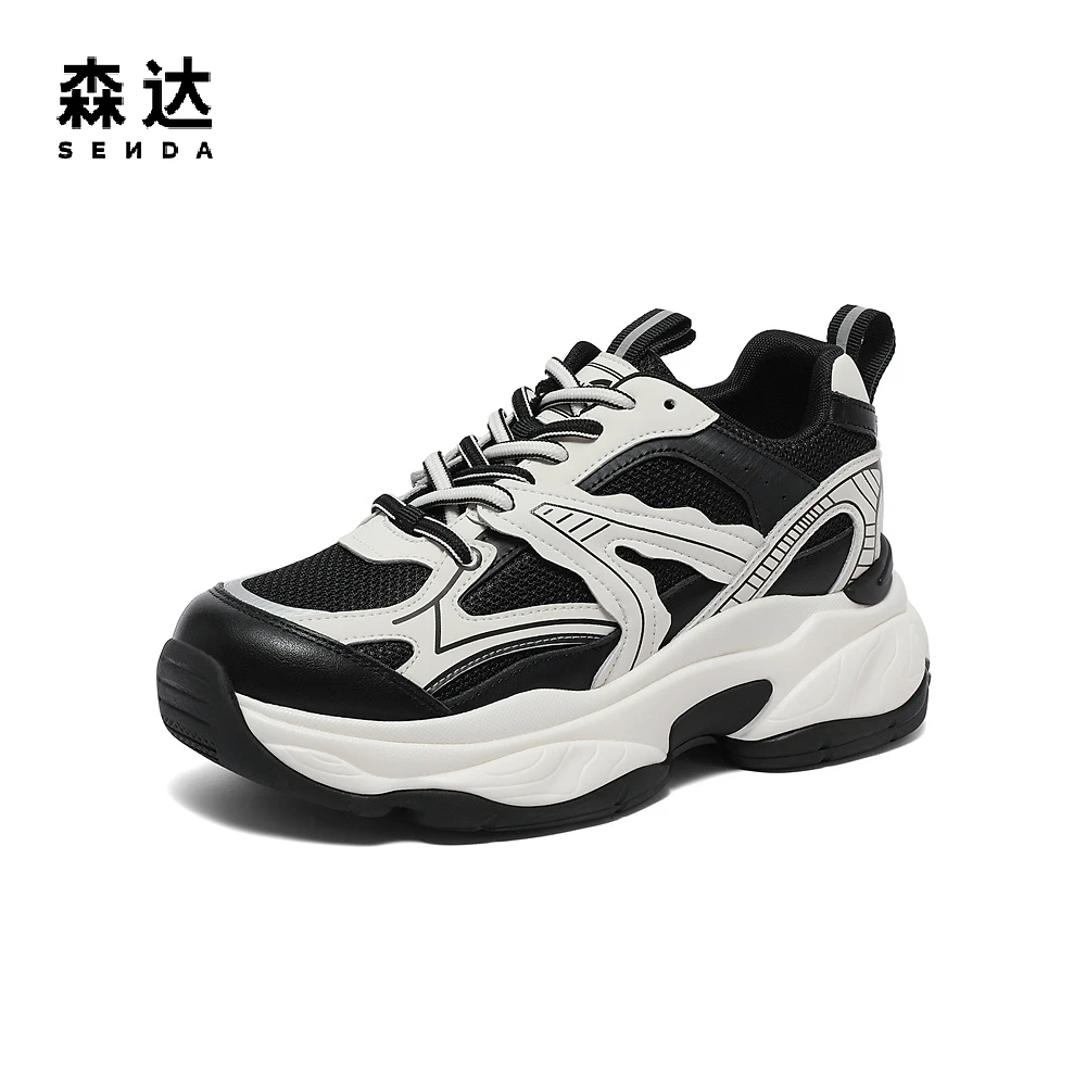 森达运动老爹鞋女2023秋季新款时尚拼接透气厚底休闲鞋ZTC40CM3