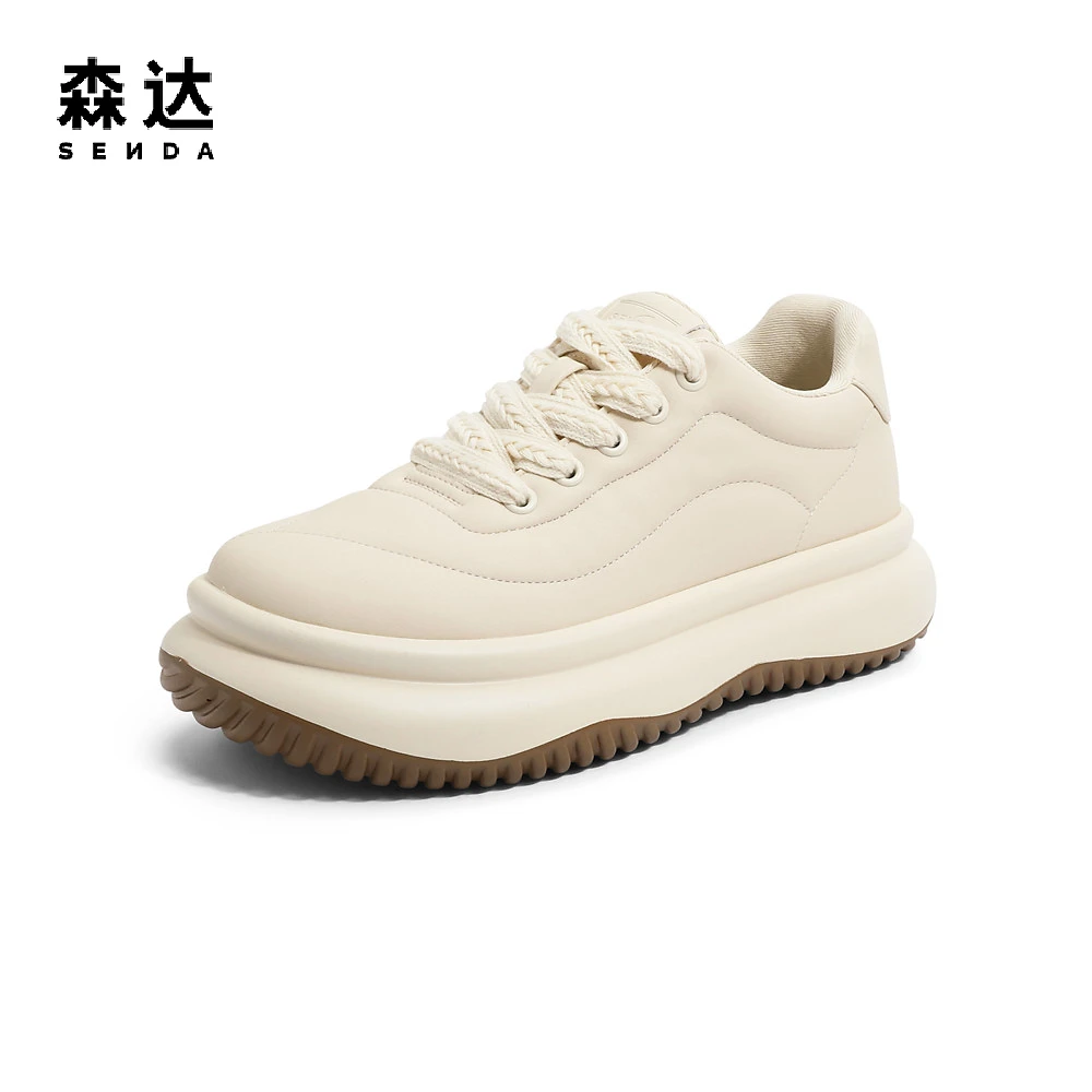 森达时尚小白鞋女2023春季新款户外厚底百搭运动休闲鞋CKZ42AM3