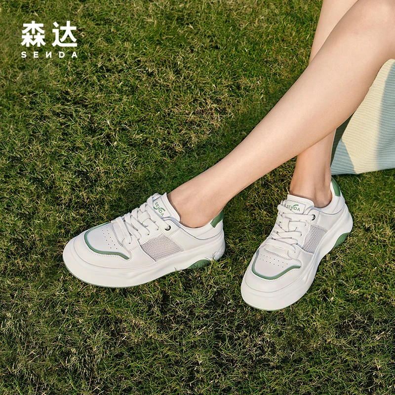 Senda/森达时尚小白鞋女夏新商场同款透气厚底运动休闲鞋SLS01BM3