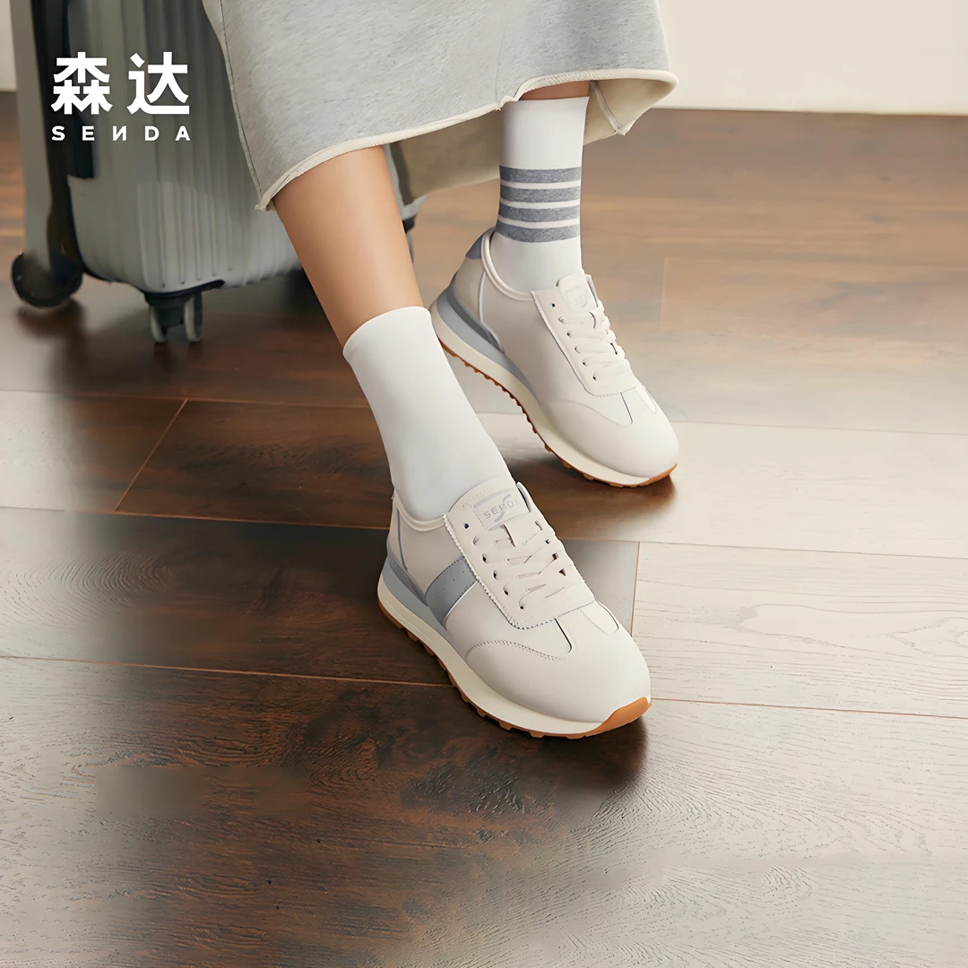 Senda/森达欧若风阿甘鞋女25春季新款复古运动鞋拼接单鞋SQV01CM3